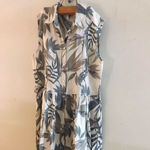 Laura Bianchi linen button front neutral dress